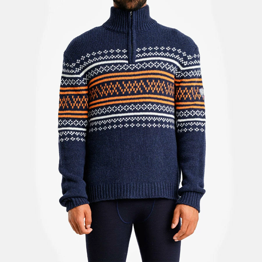We Norwegians Setesdal 1/4 Zip Sweater Men Navy/Orange 4 We Norwegians Setesdal 1/4 Zip Sweater Men Navy/Orange - Image 2