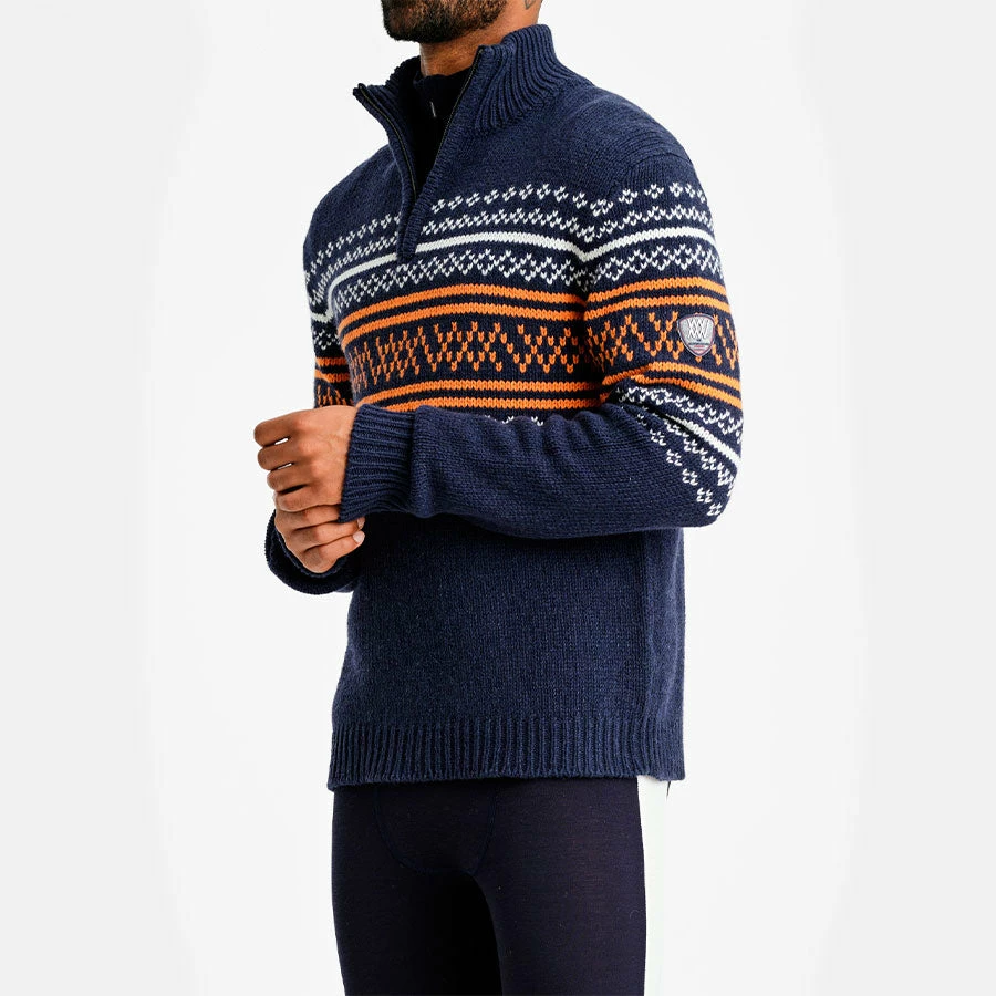 We Norwegians Setesdal 1/4 Zip Sweater Men Navy/Orange 5 We Norwegians Setesdal 1/4 Zip Sweater Men Navy/Orange - Image 3