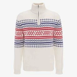 We Norwegians Setesdal 1/4 Zip Sweater Men White