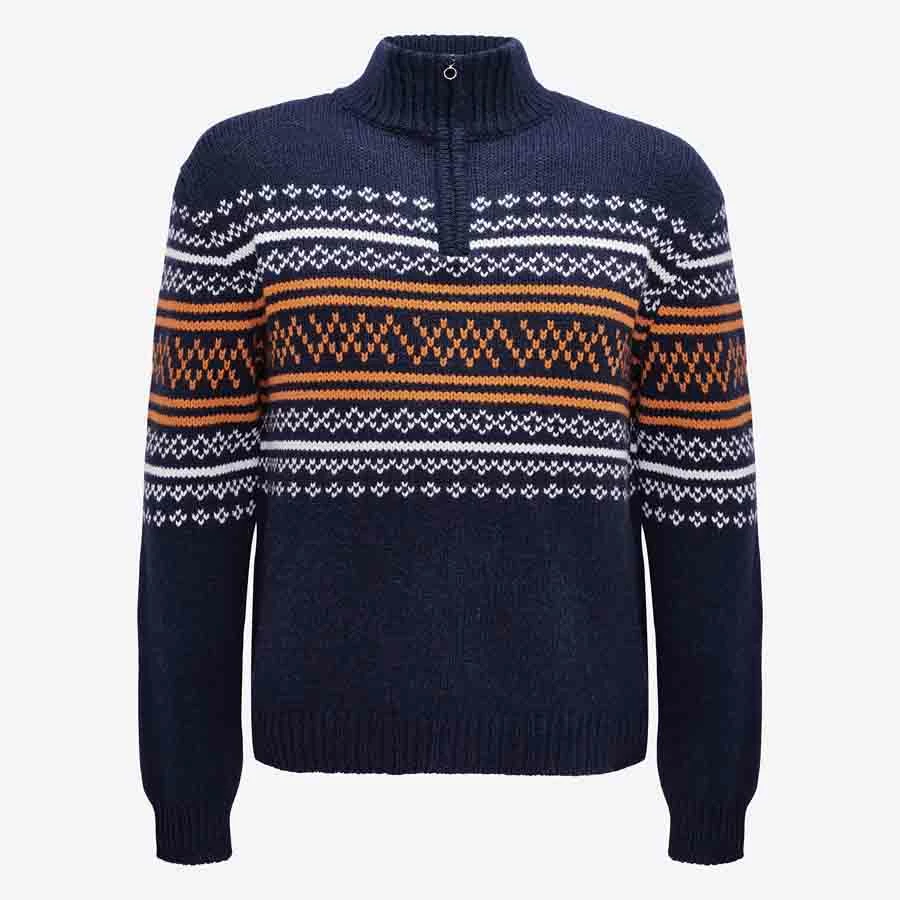 We Norwegians Setesdal 1/4 Zip Sweater Men Navy/Orange 3 We Norwegians Setesdal 1/4 Zip Sweater Men Navy/Orange