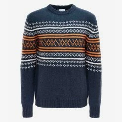 We Norwegians Setesdal Crewneck Men Navy/Orange